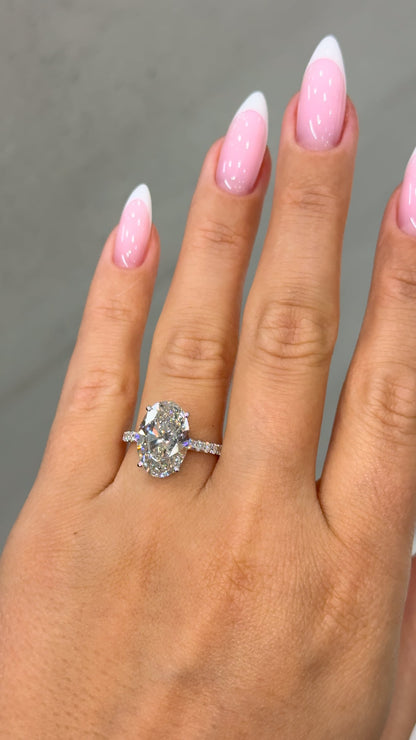 Lunith 5.75 Carat Oval Cut Lab Grown Diamond Ring in 18k White Gold