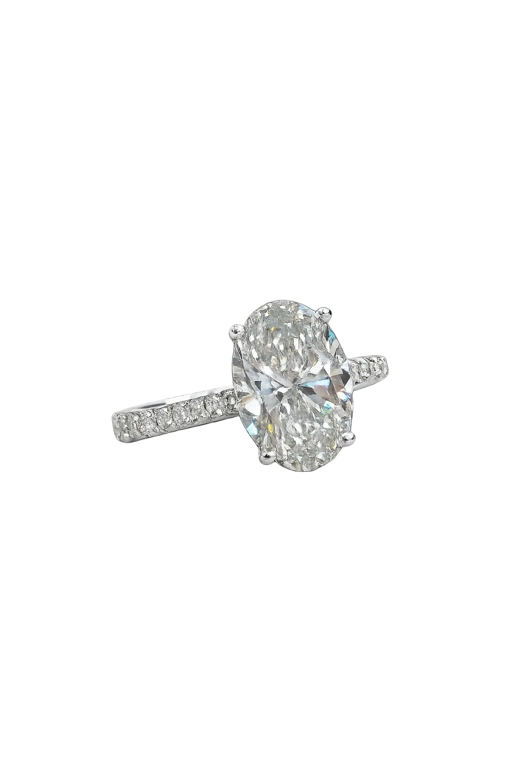 Lunith 5.75 Carat Oval Cut Lab Grown Diamond Ring in 18k White Gold Side