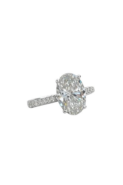 Lunith 5.75 Carat Oval Cut Lab Grown Diamond Ring in 18k White Gold Side