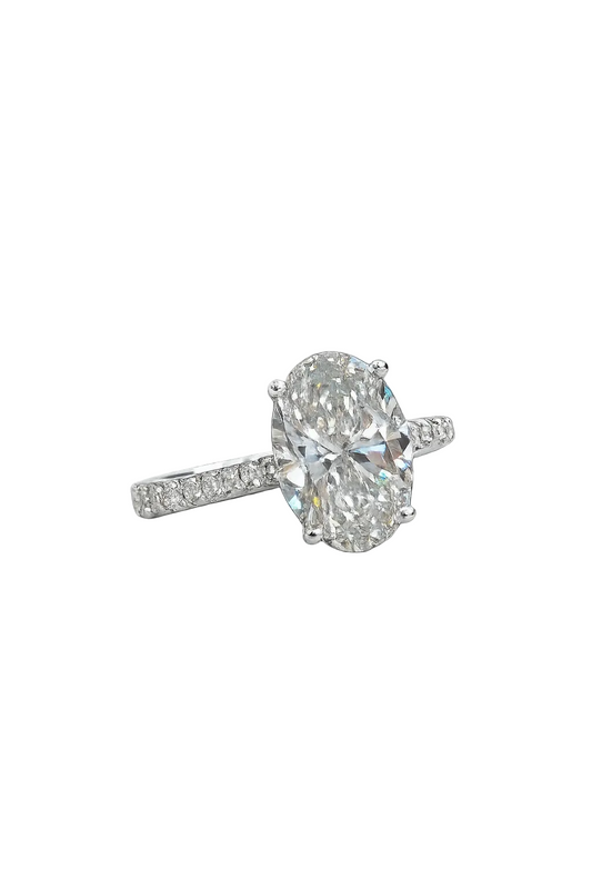 Lunith 5.75 Carat Oval Cut Lab Grown Diamond Ring in 18k White Gold Side