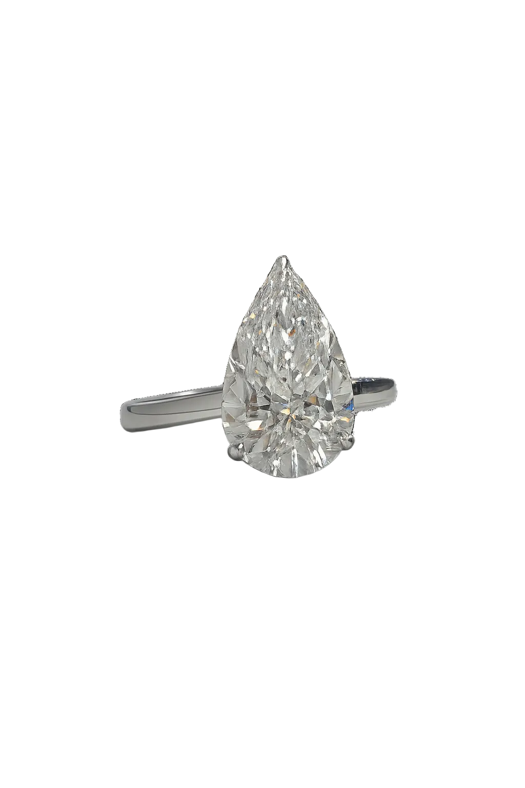 Lunorie 6.19 Carat Pear Shape Lab Grown Diamond Ring in 18k White Gold Front