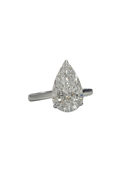 Lunorie 6.19 Carat Pear Shape Lab Grown Diamond Ring in 18k White Gold Front