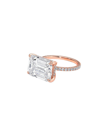 Luthien 5.59 Carat Emerald Cut Lab Grown Diamond Engagement Ring in 14k Rose Gold Angle