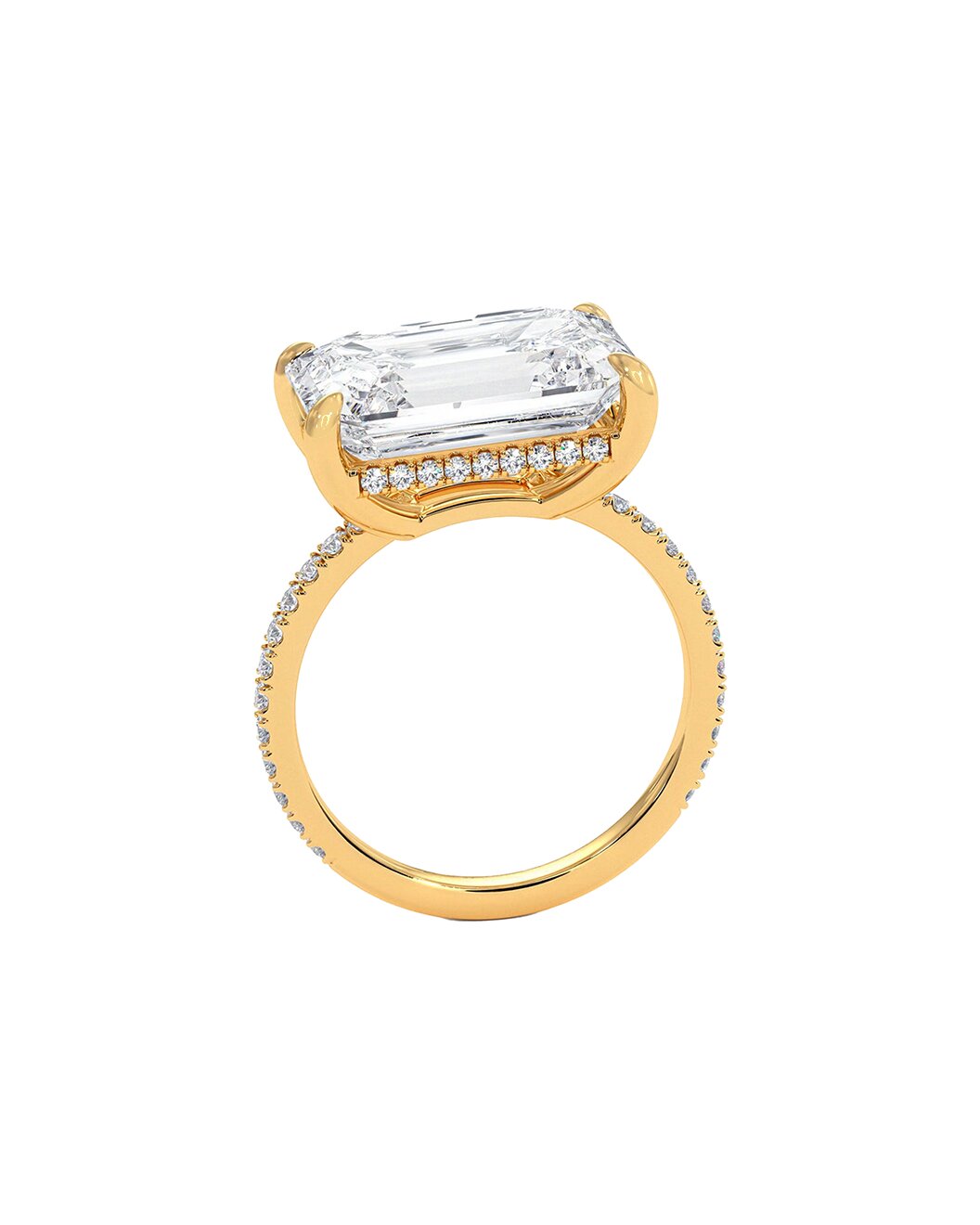 Luthien 5.59 Carat Emerald Cut Lab Grown Diamond Engagement Ring in 14k Yellow Gold Front View