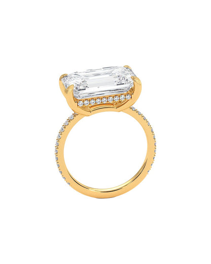 Luthien 5.59 Carat Emerald Cut Lab Grown Diamond Engagement Ring in 14k Yellow Gold Front View