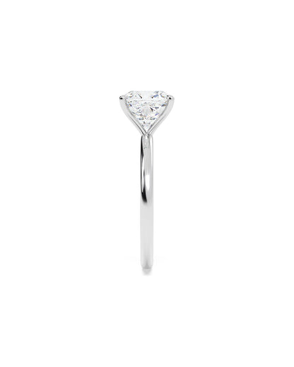 Luciennea 4 Carat Cushion Cut Lab Grown Diamond Engagement Ring in 14k White Gold Side View