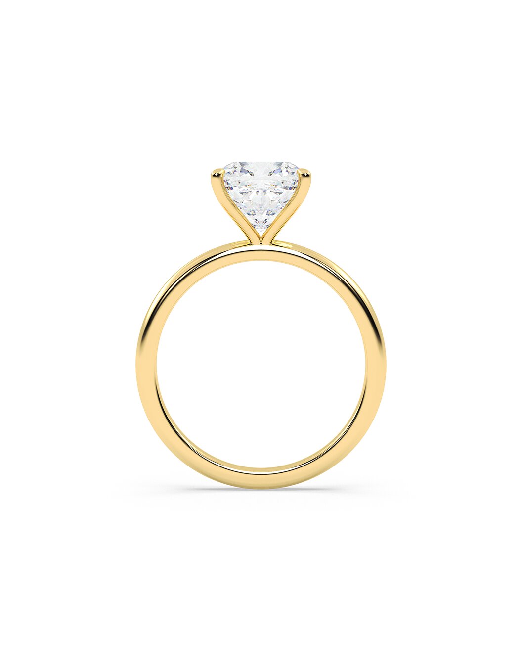 Luthira 4 Carat Cushion Cut Lab Grown Diamond Engagement Ring in 14k Yellow Gold Front