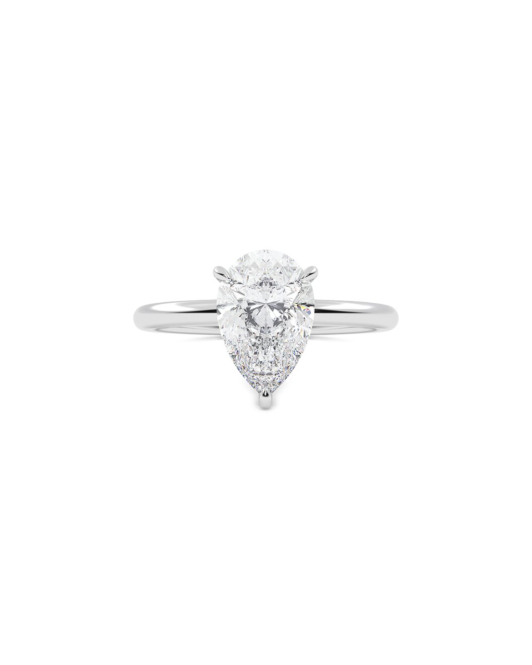 Luvienne 2 Carat Pear Cut Lab Grown Diamond Engagement Ring in 14k White Gold