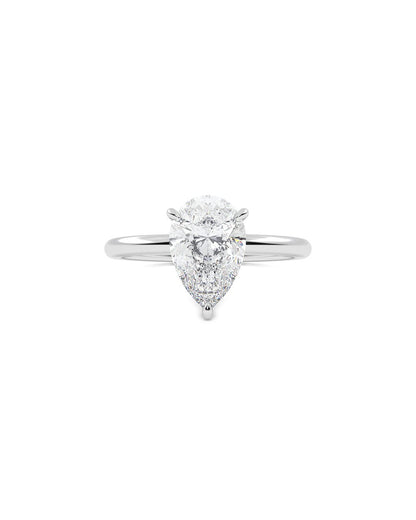 Luvienne 2 Carat Pear Cut Lab Grown Diamond Engagement Ring in 14k White Gold