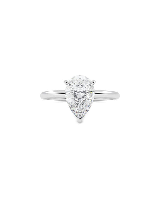 Luvienne 2 Carat Pear Cut Lab Grown Diamond Engagement Ring in 14k White Gold