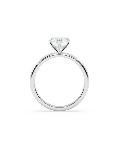 Luvienne 2 Carat Pear Cut Lab Grown Diamond Engagement Ring in 14k White Gold Back Side