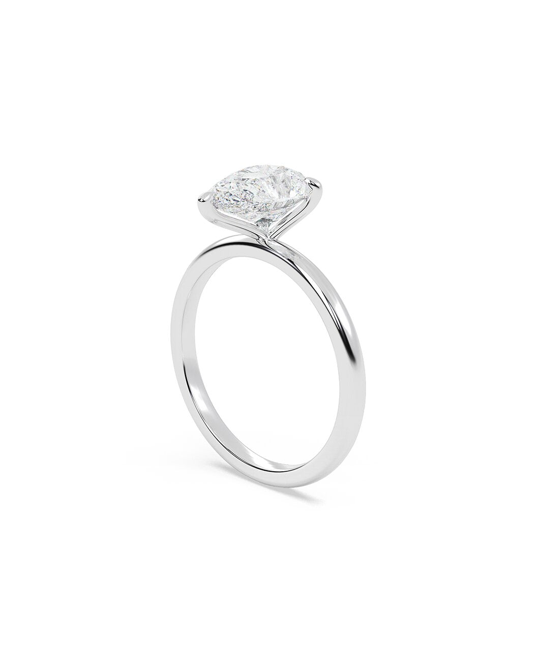 Luvienne 2 Carat Pear Cut Lab Grown Diamond Engagement Ring in 14k White Gold Side View