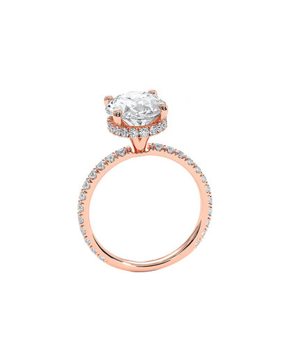 Luvinara 3.50 Carat Oval Cut Lab Grown Diamond Engagement Ring in 14k Rose Gold