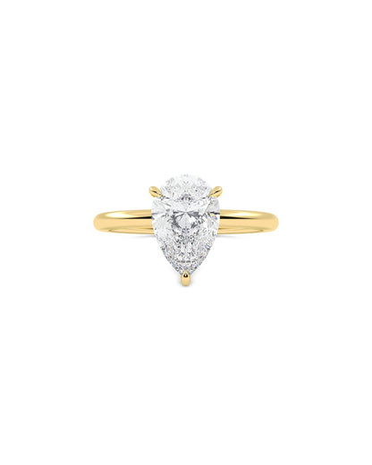 Luxara 2 Carat Pear Cut Lab Grown Diamond Engagement Ring in 14k Yellow Gold