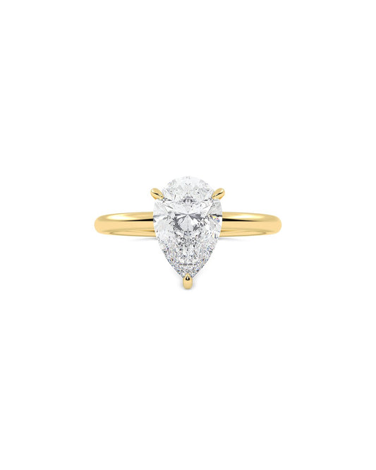 Luxara 2 Carat Pear Cut Lab Grown Diamond Engagement Ring in 14k Yellow Gold