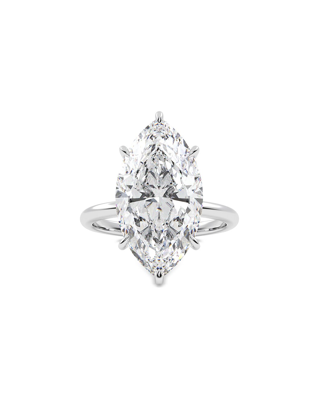 Lyndell 7 Carat Marquise Cut Lab Grown Diamond Engagement Ring in 14k White Gold