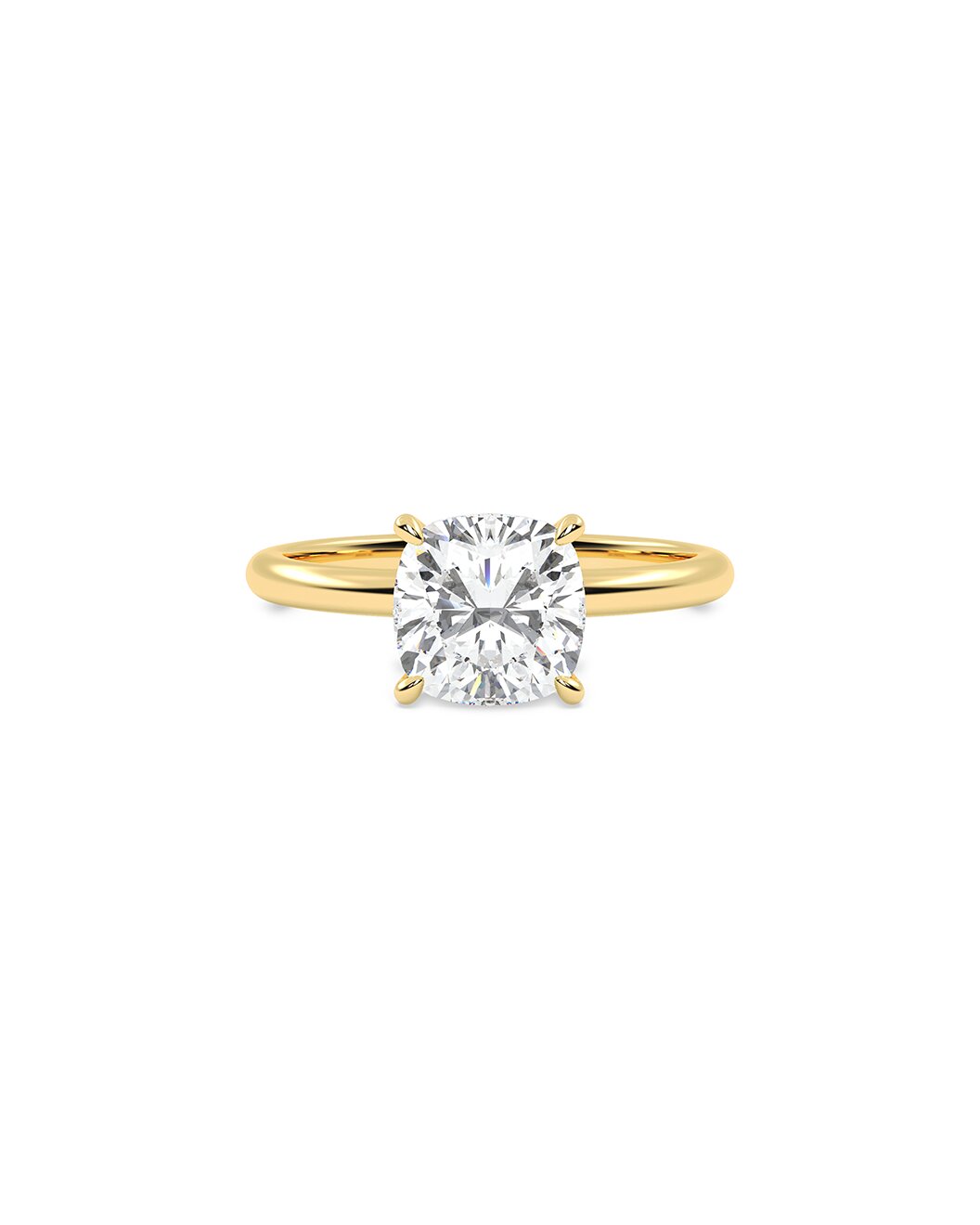 Gold ring with a diamond on a white background