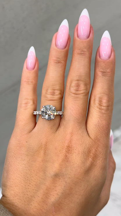 Lyrienne 7.02 Carat Round Brilliant Cut Lab Grown Diamond Ring in 18k White Gold