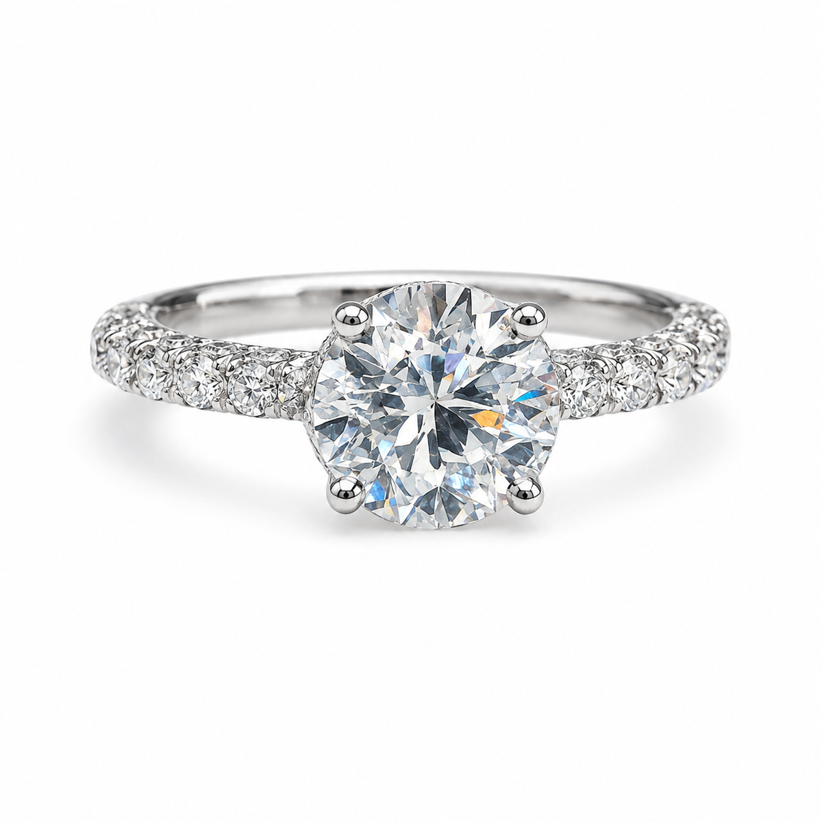 Lyrienne 7.02 Carat Round Brilliant Cut Lab Grown Diamond Ring in 18k White Gold Front