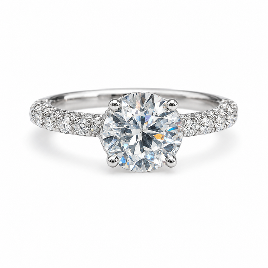 Lyrienne 7.02 Carat Round Brilliant Cut Lab Grown Diamond Ring in 18k White Gold Front