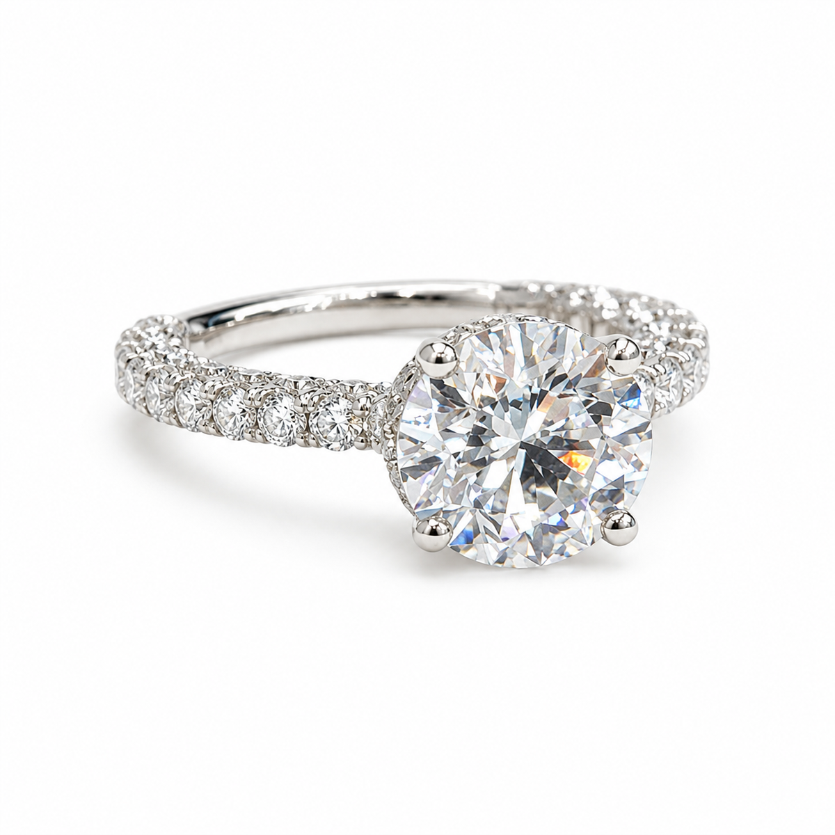 Lyrienne 7.02 Carat Round Brilliant Cut Lab Grown Diamond Ring in 18k White Gold Side