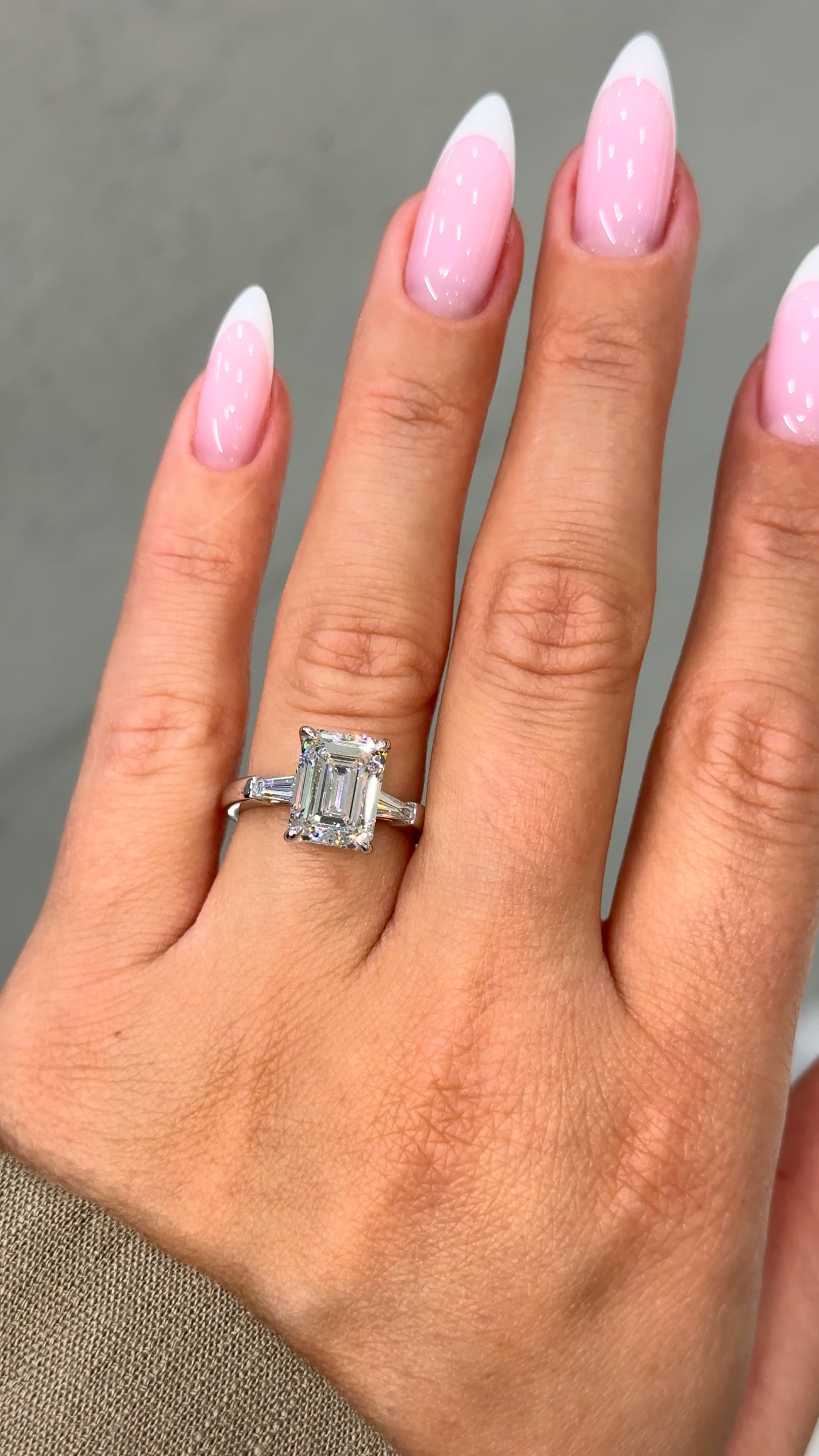 Lysara 4.41 Carat Emerald Cut Lab Grown Diamond Ring in Platinum