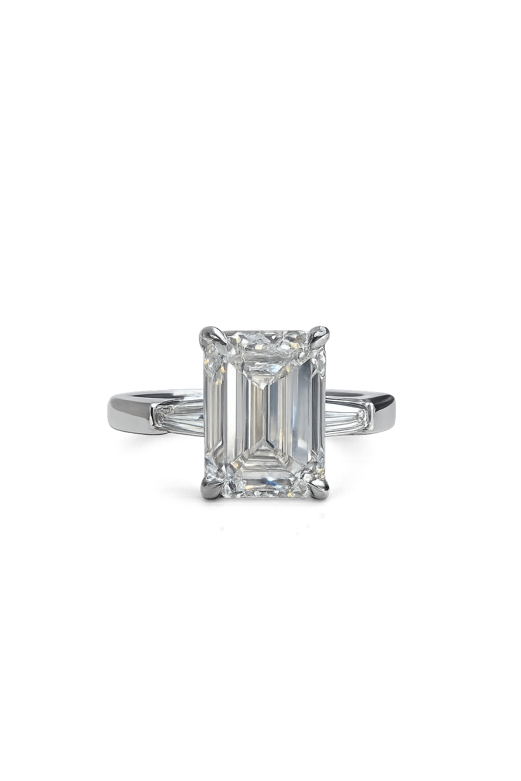 Lysara 4.41 Carat Emerald Cut Lab Grown Diamond Ring in Platinum Front