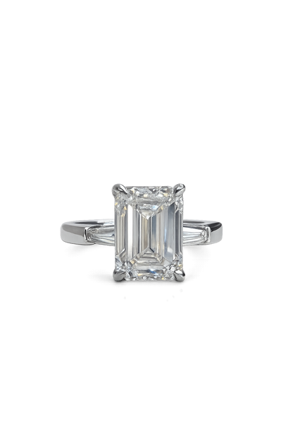 Lysara 4.41 Carat Emerald Cut Lab Grown Diamond Ring in Platinum Front