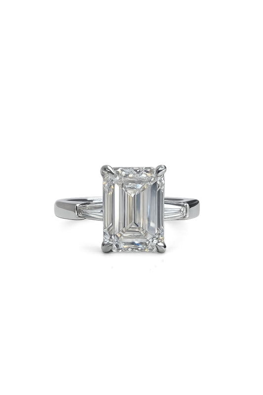 Lysara 4.41 Carat Emerald Cut Lab Grown Diamond Ring in Platinum Front