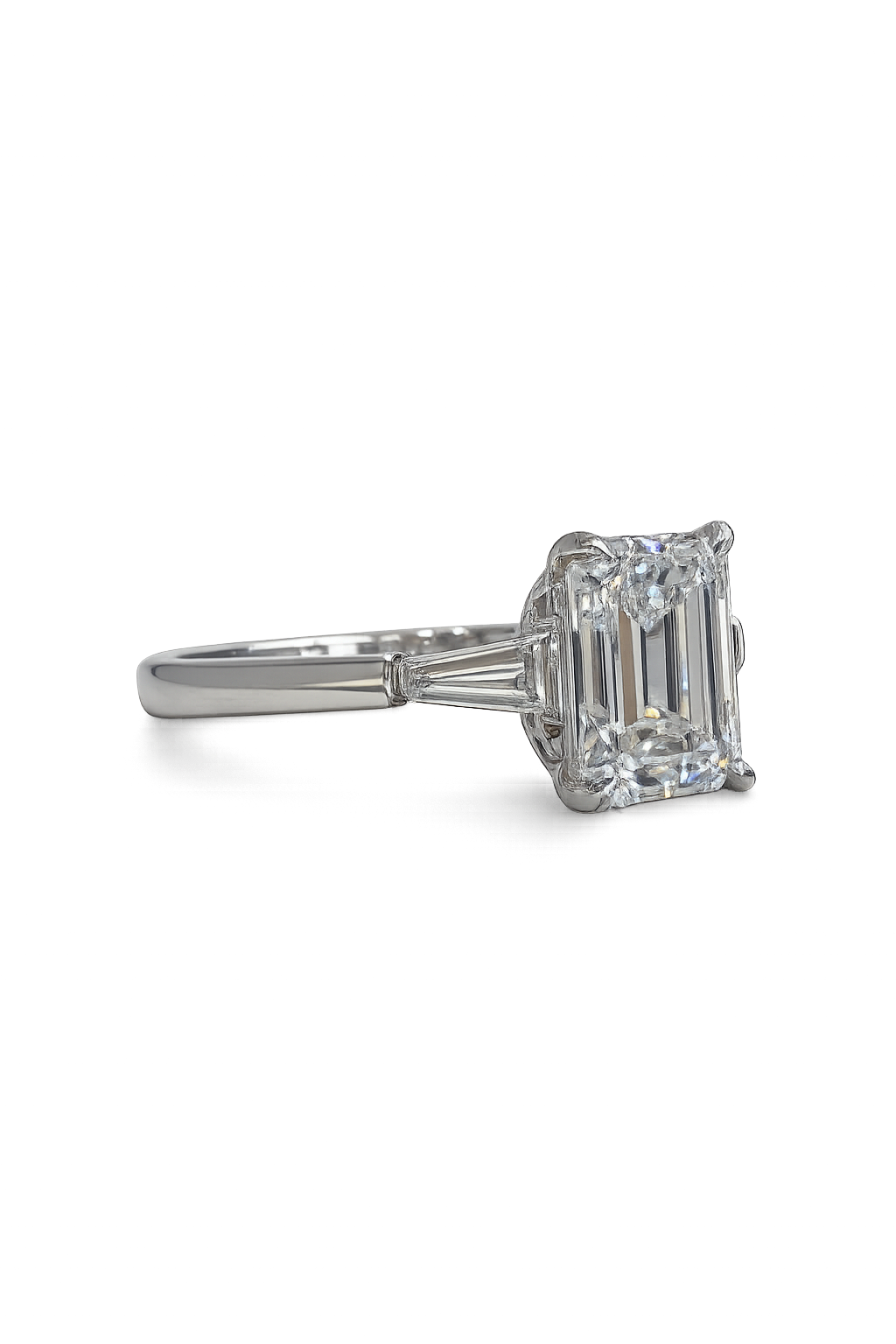 Lysara 4.41 Carat Emerald Cut Lab Grown Diamond Ring in Platinum Side