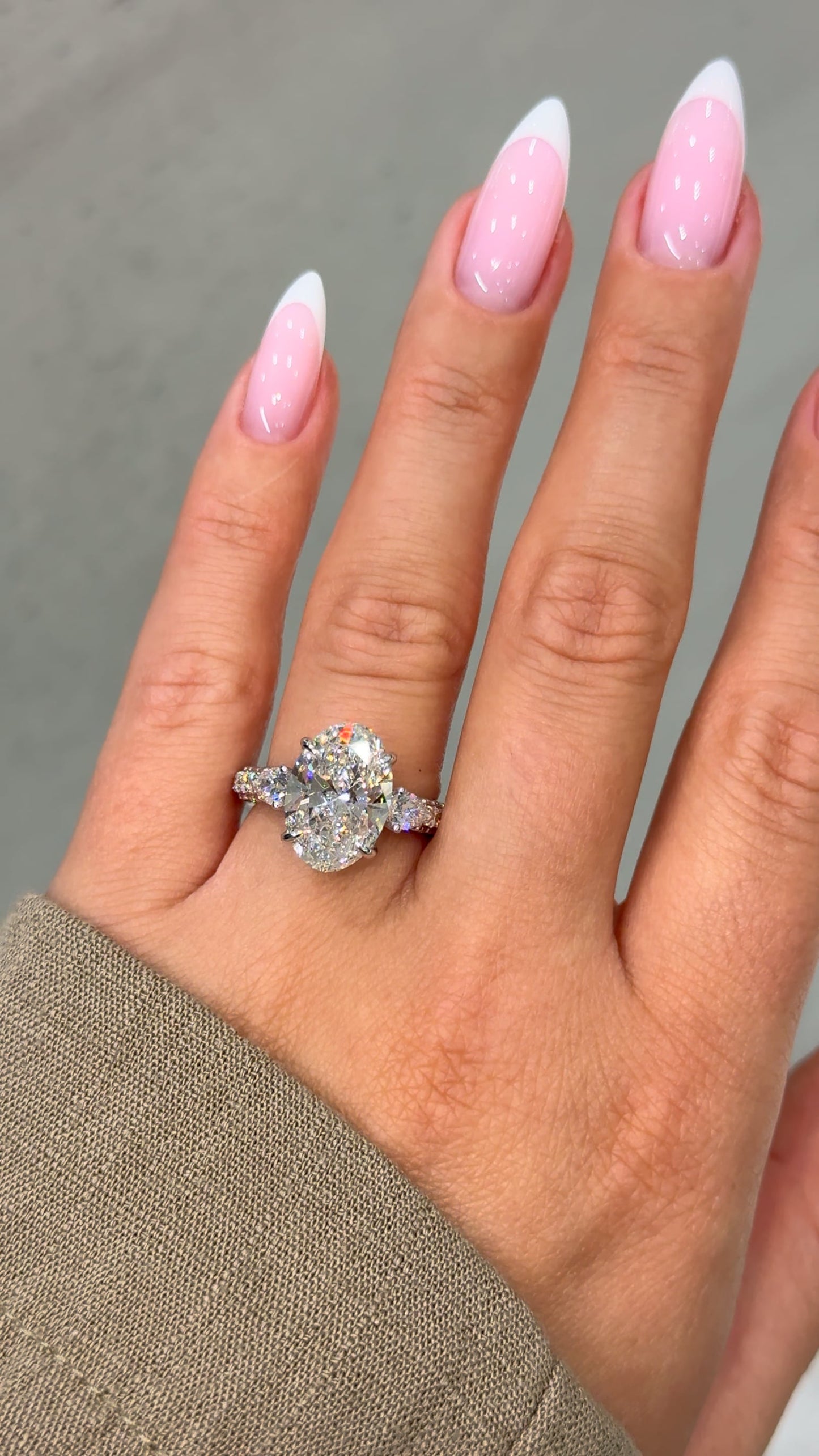 Lysiane 7.71 Carat Oval Cut Lab Grown Diamond Ring in 18k White Gold