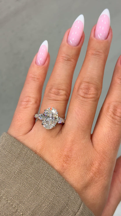 Lysiane 7.71 Carat Oval Cut Lab Grown Diamond Ring in 18k White Gold