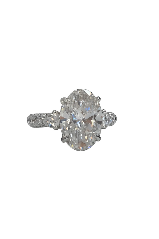 Lysiane 7.71 Carat Oval Cut Lab Grown Diamond Ring in 18k White Gold Front
