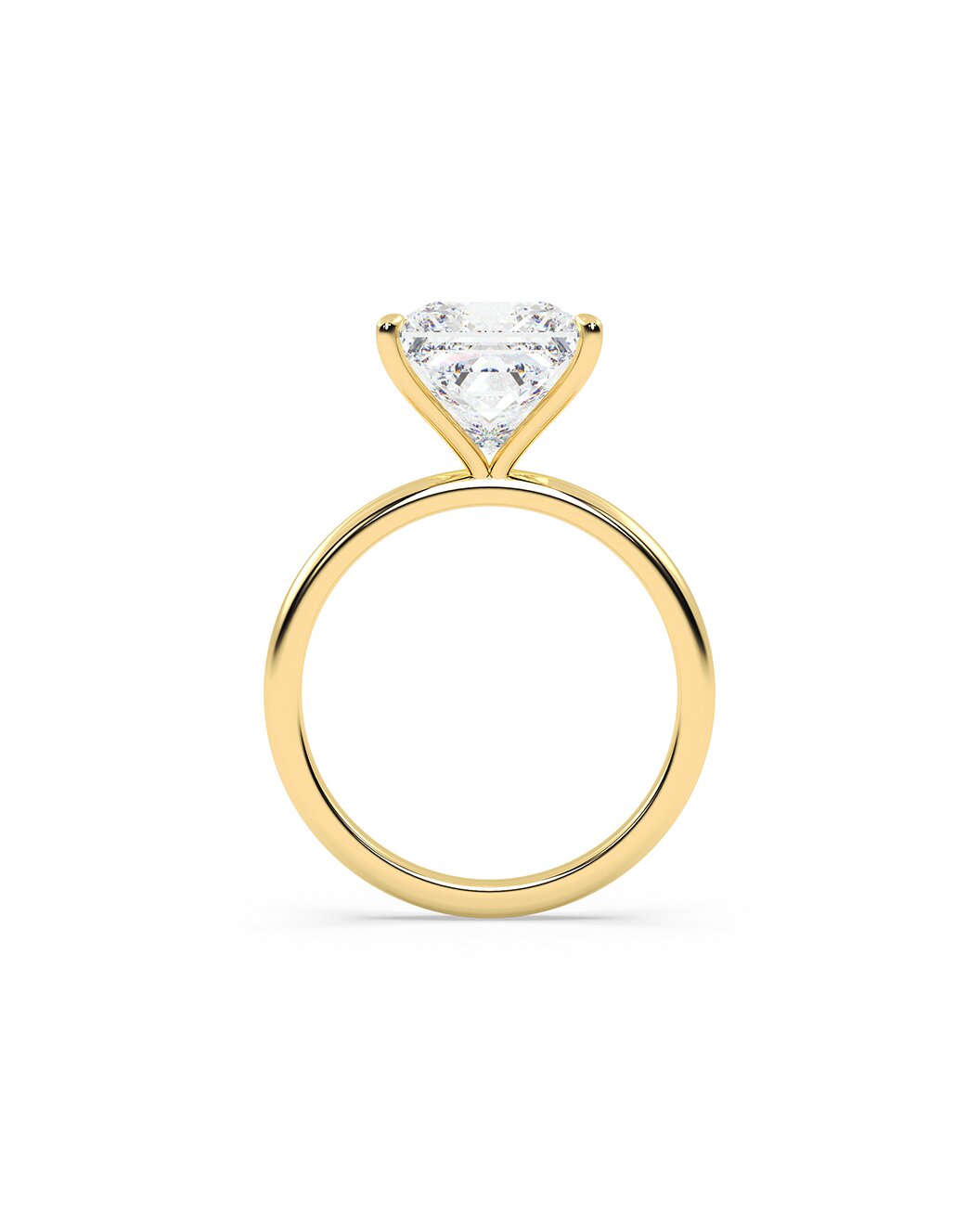 Lysithea 5 Carat Princess Cut Lab Grown Diamond Engagement Ring in 14k Yellow Gold Back View