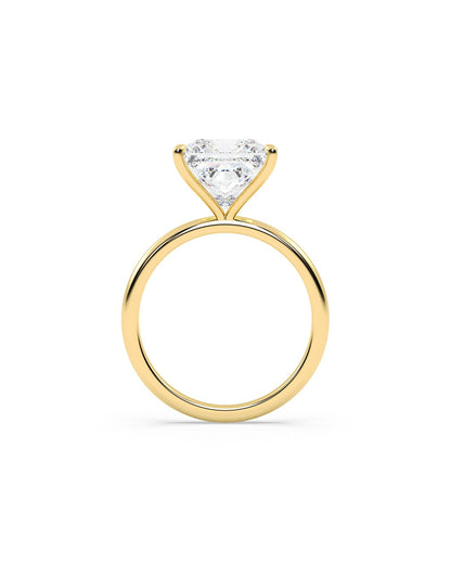 Lysithea 5 Carat Princess Cut Lab Grown Diamond Engagement Ring in 14k Yellow Gold Back View
