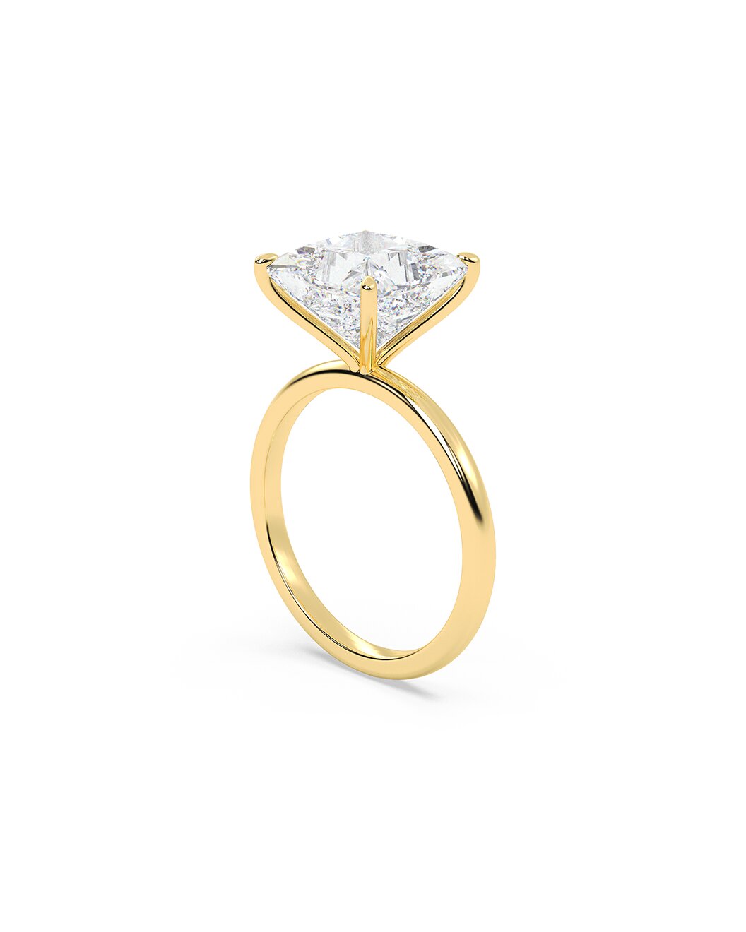 Lysithea 5 Carat Princess Cut Lab Grown Diamond Engagement Ring in 14k Yellow Gold Side View