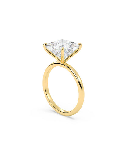 Lysithea 5 Carat Princess Cut Lab Grown Diamond Engagement Ring in 14k Yellow Gold Side View
