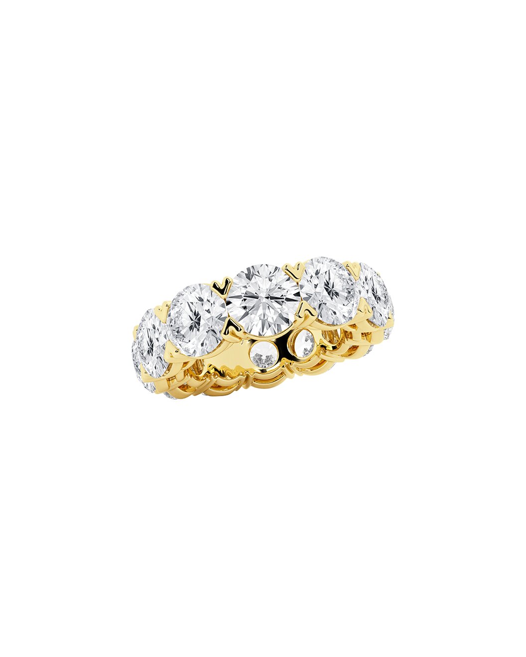 Lyvia 12 Carats Round Cut Lab Grown Diamond Eternity Ring in 14K Yellow Gold Side View