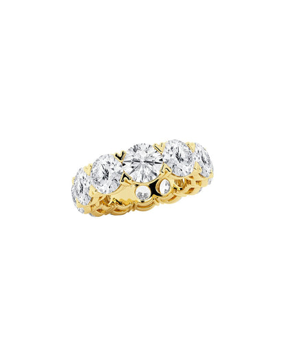 Lyvia 12 Carats Round Cut Lab Grown Diamond Eternity Ring in 14K Yellow Gold Side View