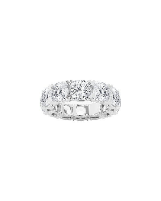Lyvienne 12 Carats Cushion Cut Lab Grown Diamond Eternity Ring in 14K White Gold
