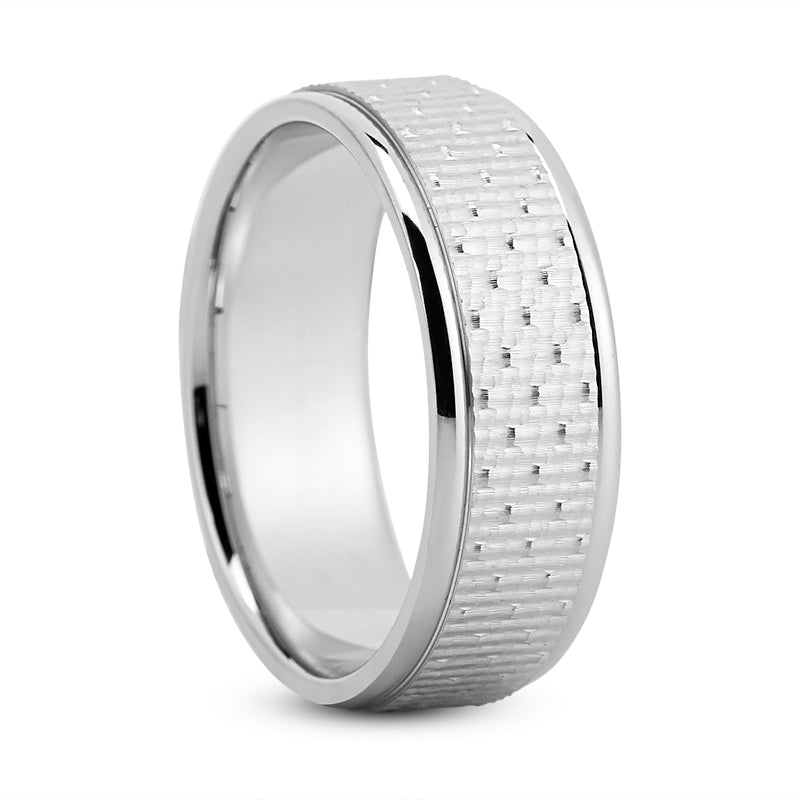 Landon Men's Wedding Ring Scale Set in 18k White Gold