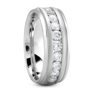 Andrew Men's Diamond Wedding Ring Round Cut Channel Set in 14K White Gold