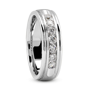 Christopher Men's Diamond Wedding Ring Round Cut Channel Set in Platinum