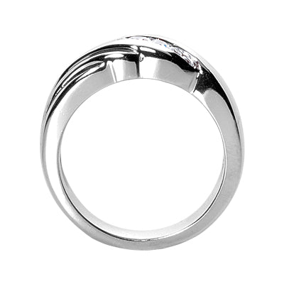 AIDEN Men's Diamond Wedding Ring Round Cut Channel Set in 14K White Gold SIde