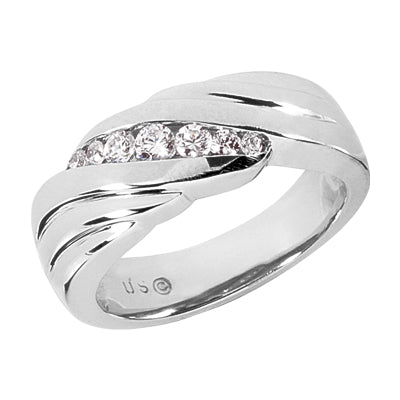 AIDEN Men's Diamond Wedding Ring Round Cut Channel Set in 14K White Gold