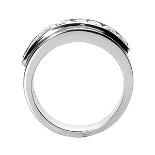 ETHAN Men's Diamond Wedding Ring Round Cut Channel Set in 14K White Gold SIDE