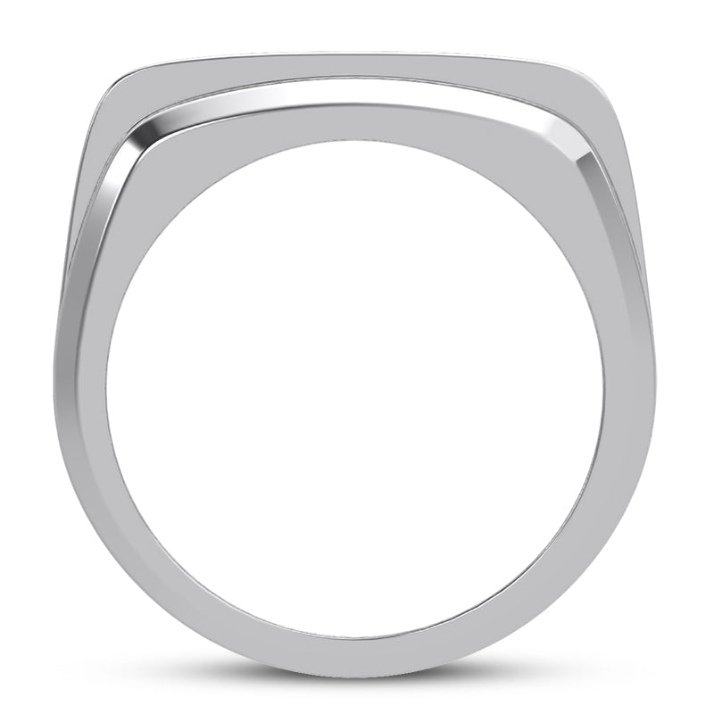 David Men's Diamond Wedding Ring Round Cut Rope in 14K White Gold  SIDE