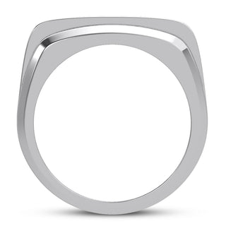 David Men's Diamond Wedding Ring Round Cut Rope in 14K White Gold  SIDE