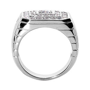 Jacob Men's Diamond Wedding Ring Round Cut Beading in 14K White Gold Side