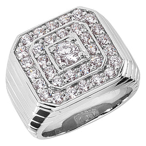 Jacob Men's Diamond Wedding Ring Round Cut Beading in 14K White Gold